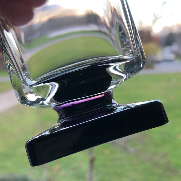 Set Of Four Vintage Disaronno Amethyst Pedestal Square Base  Cocktail Glasses - Picture 3 of 16